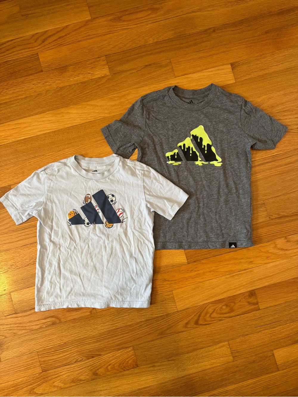 adidas Kids Short-Sleeve Tee Pack - Gray & White with Neon Yellow Accent